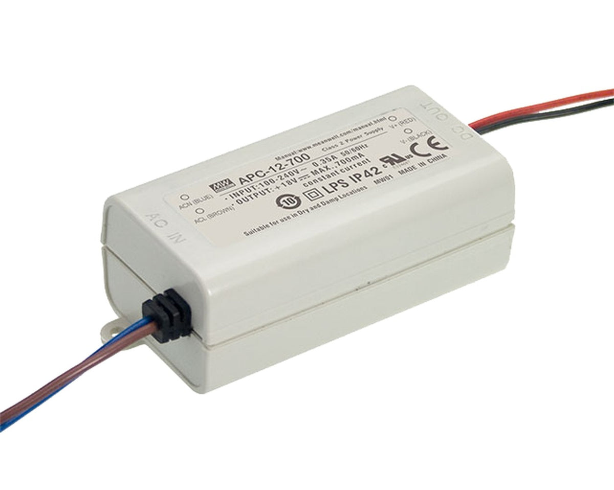Driver LED plástico corriente 12W APC-12 - 700mA (comúnmente usado)