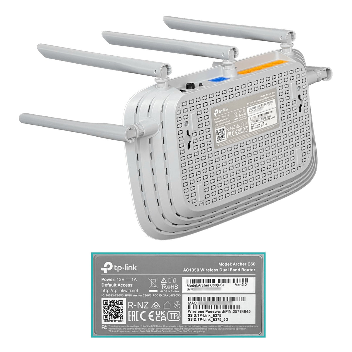 C60 TP-LINK AC1350 5GHz-867mbps 2,4GHz-450mbps 5-Antenas-Integradas 4-100 1-WAN
