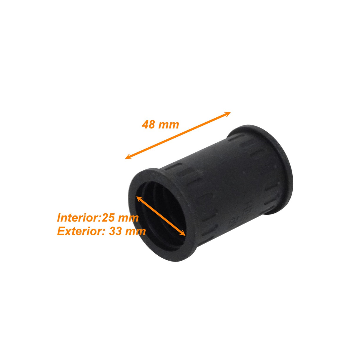 FLEP25-U Acoplador de Unión 25mm para Tubería Plástica Corrugada Flexible de Conducción Negra