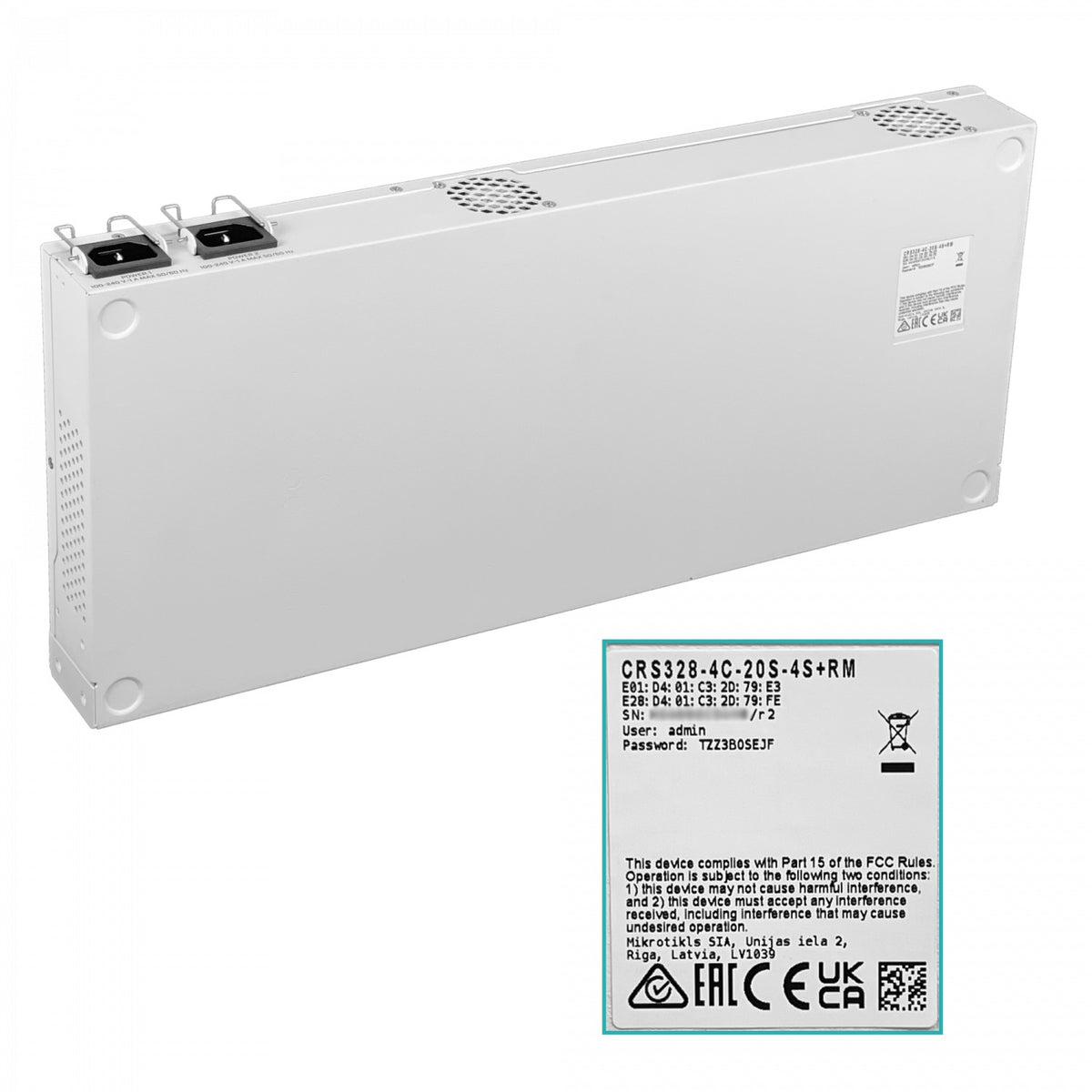 CRS328-4C-20S-4S+RM MIKROTIK necesita-cable 20-SFP 4-SFP+10G 4-SFP-Combo Consola L5 Conmutador Administrable