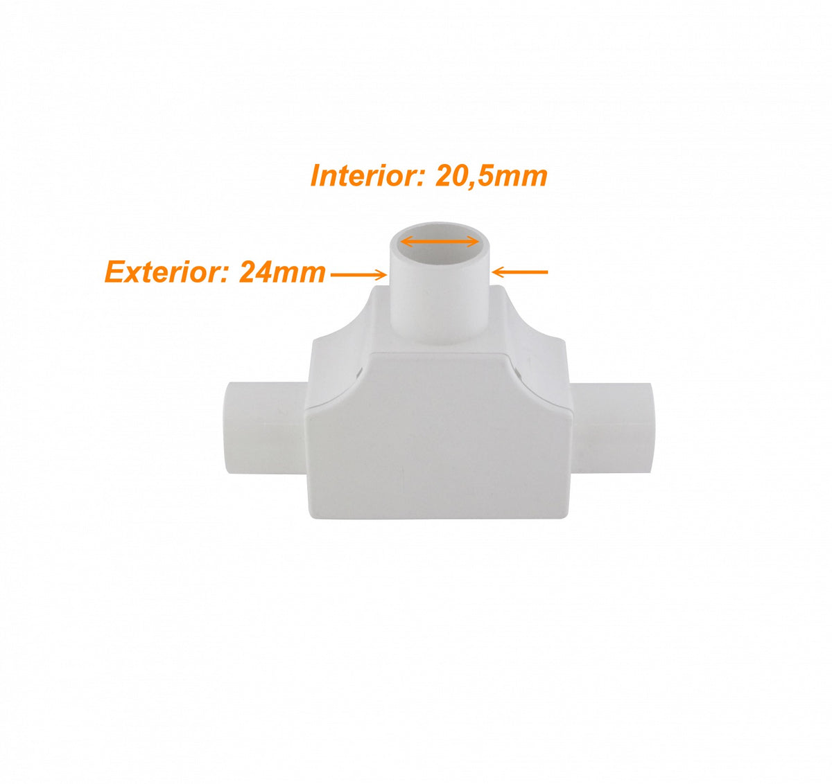 PVC20-TT LINKCHIP Derivación en T con cubierta para conducto de PVC blanco de 20mm de diámetro.