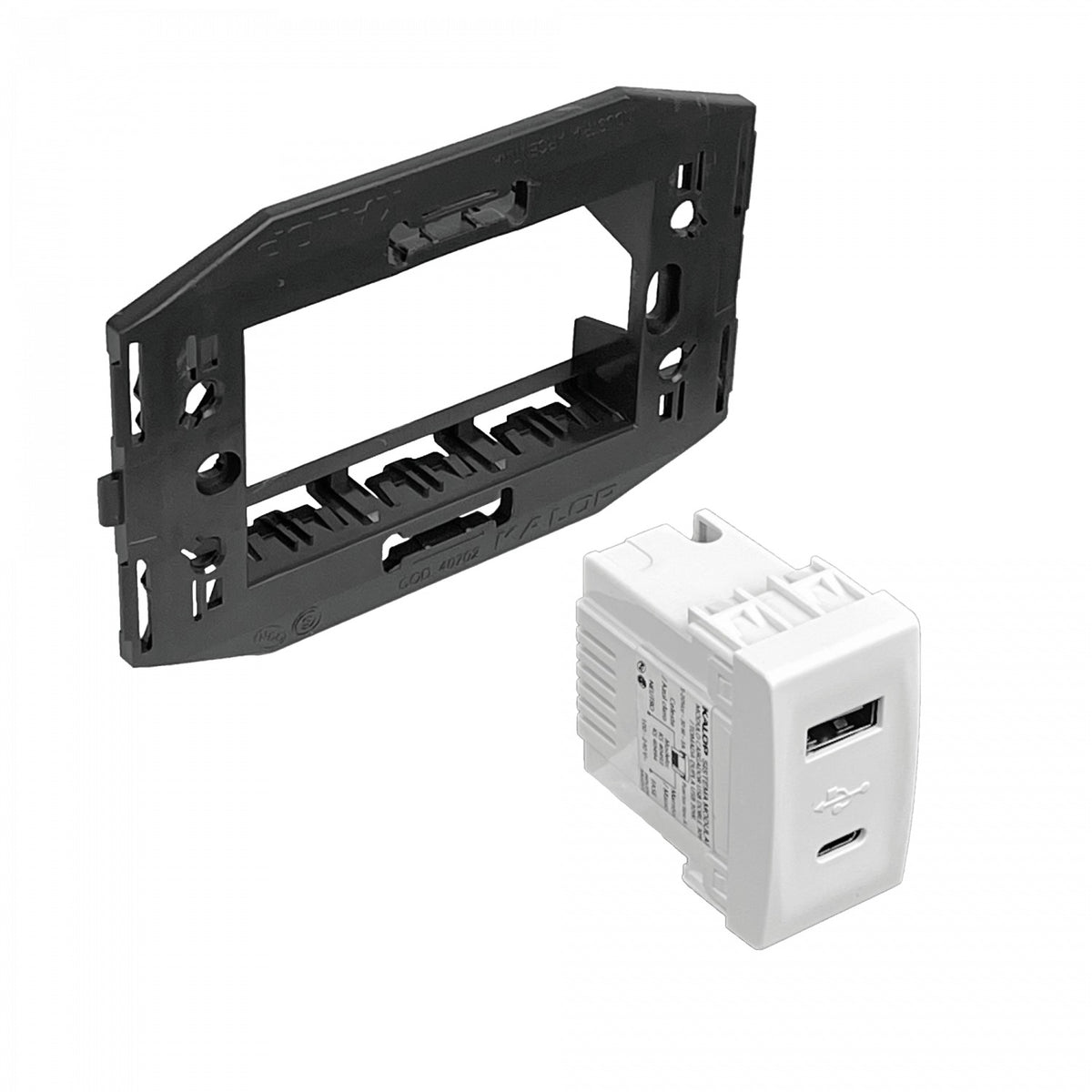 KEP-AC KALOP Type-C 1xUSB-C 1xUSB-A Total 3A 10W 100-240VAC Bastidor KS40493