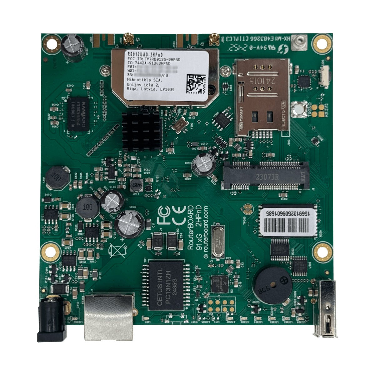 RB912UAG-2HPND MIKROTIK L4 2,4GHZ 2x2 MINIPCIE 1-1000 2-MMCX USB 600MHZ 64MB SIMCARD