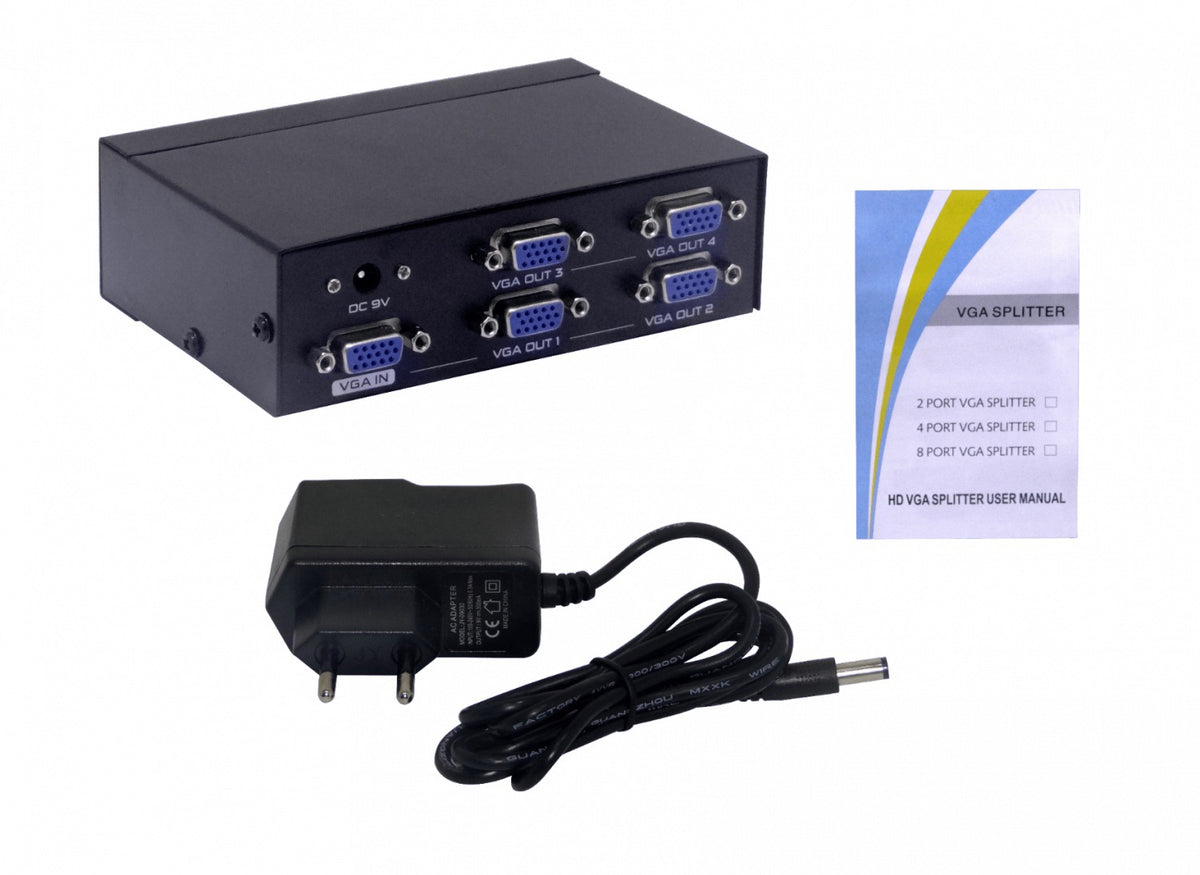 VGA-1X4 Distribuidor de Video 4-VGA-H 1-VGA-H 1920x1440max 5-DB15-H incl-9V