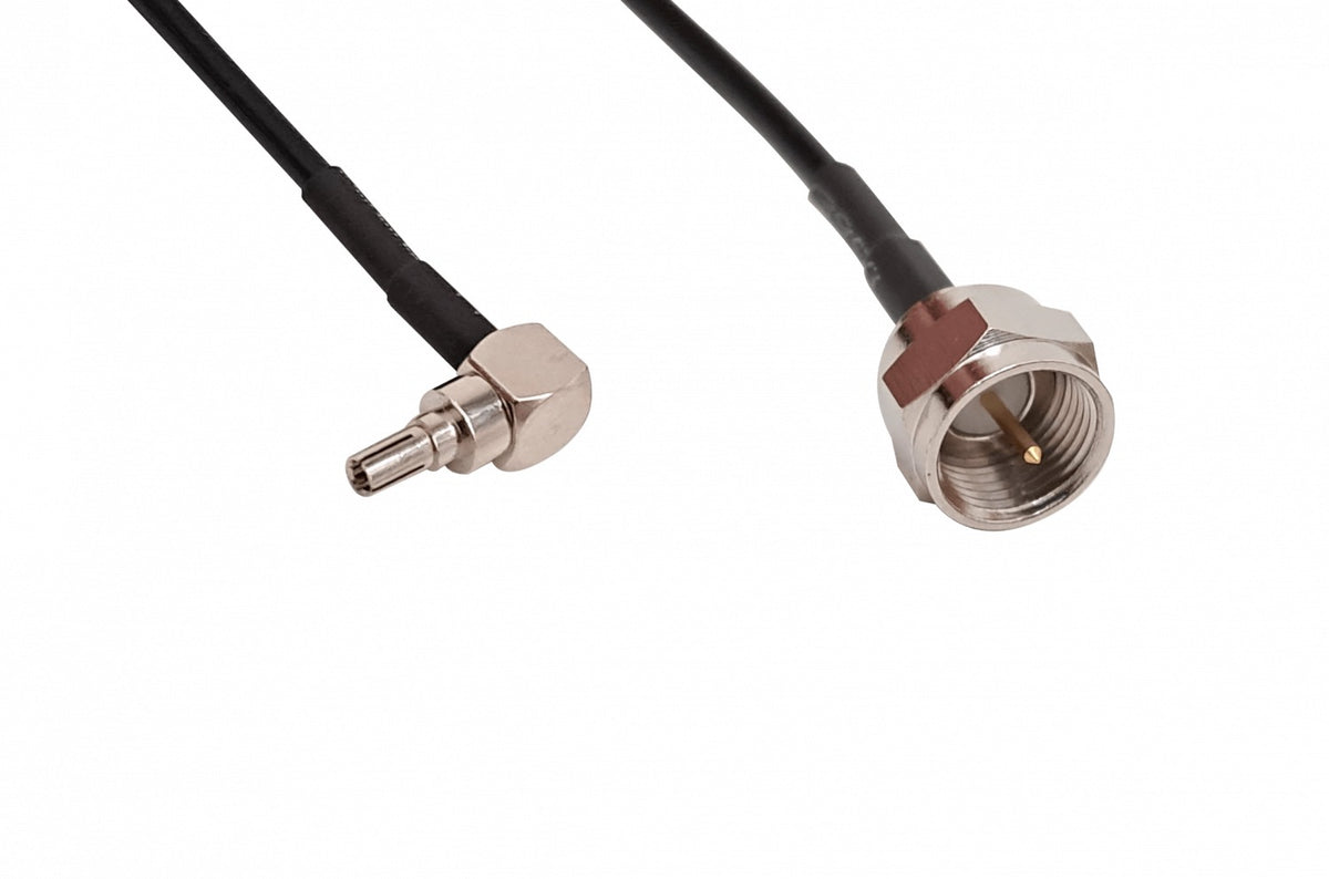 9M1FM CRC9-M-90º a F-Macho RG174 Cable Coaxial 13cm