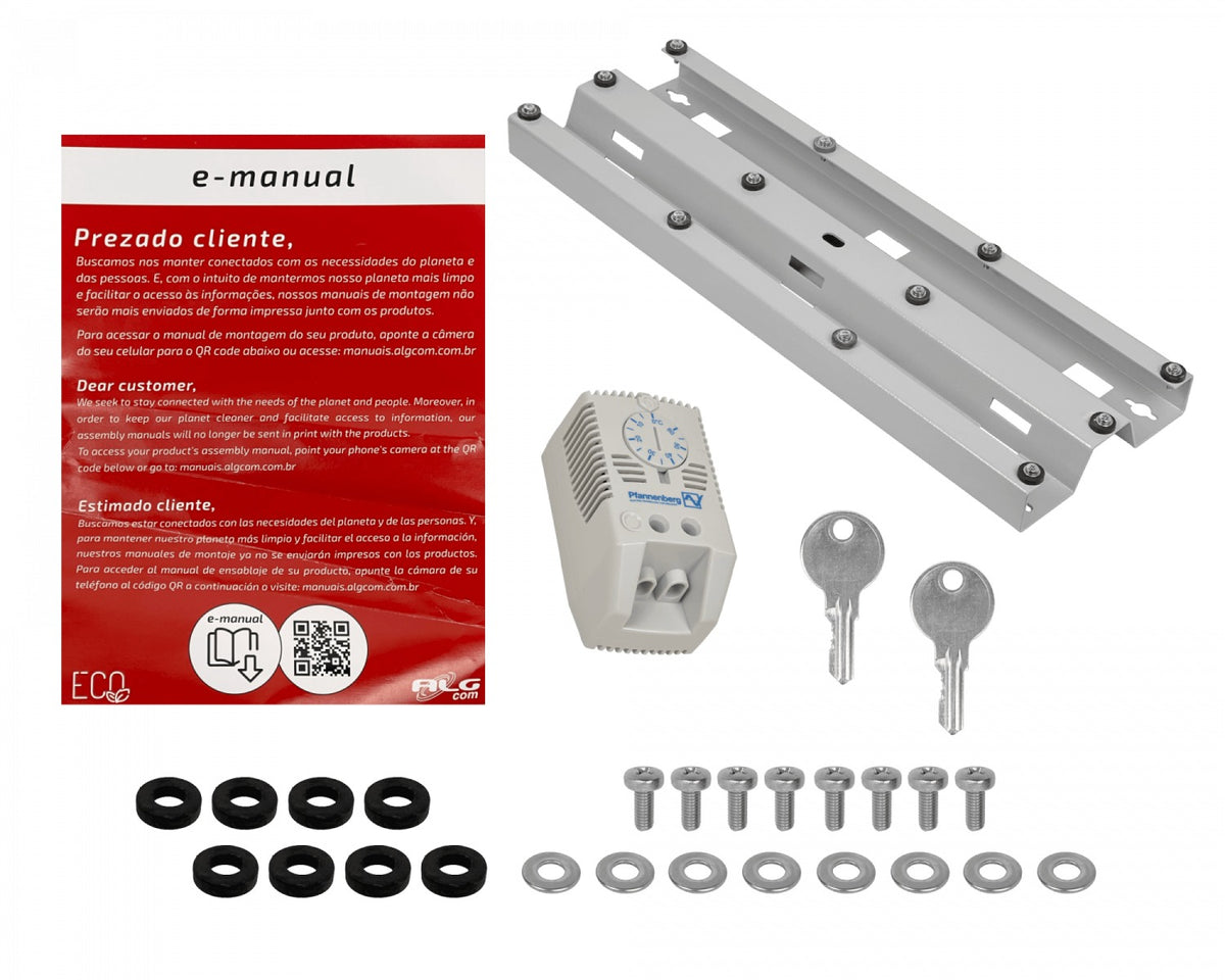 RK6-6BE ALGCOM Armario Estanco 6U 640x590mm IP54 para Exterior en Poste Galvanizado compatible con Acumuladores