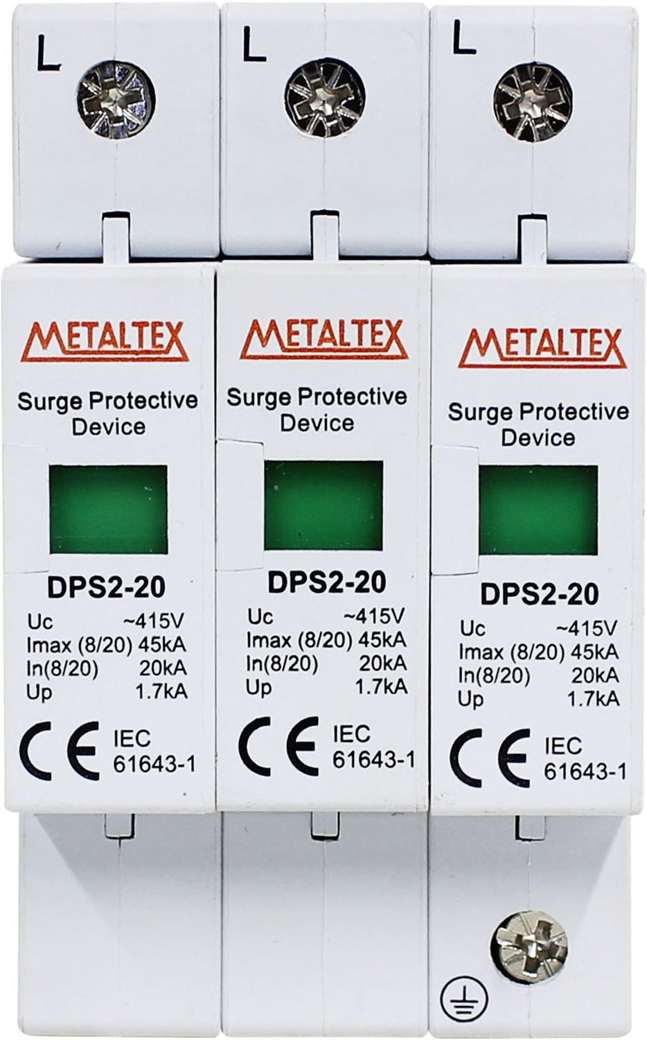 Dispositivo de protección contra sobre tensión 415VAC 20/45KA Tipo II serie DPS2 - 1 Polo