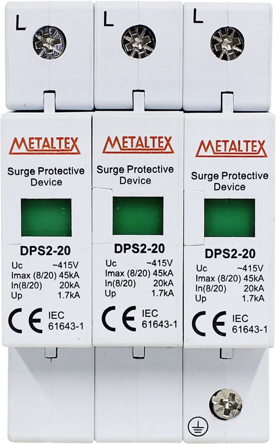 Dispositivo de protección contra sobre tensión 415VAC 20/45KA Tipo II serie DPS2 - 2 Polos
