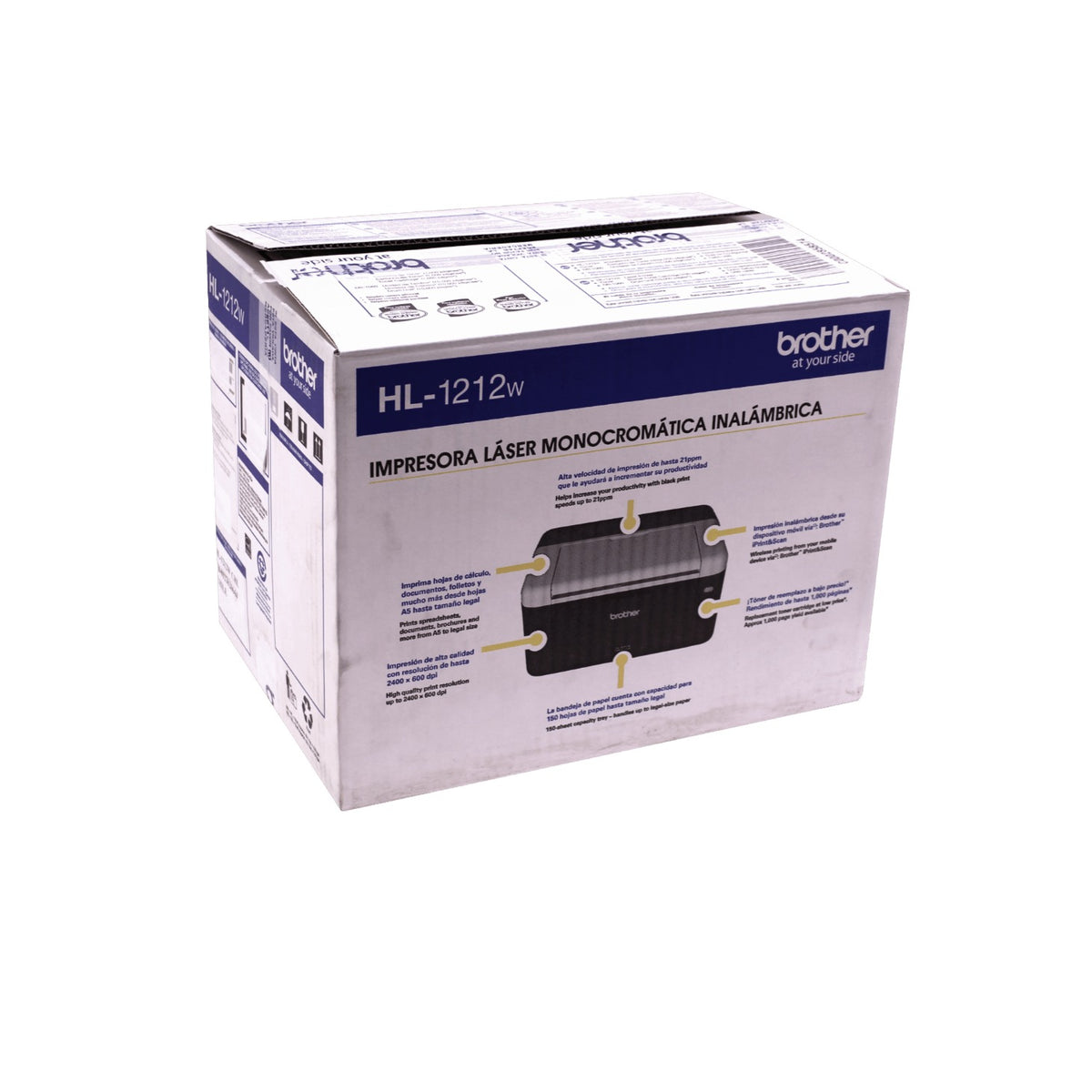HL-1212W BROTHER Impresora Láser Monocromo con Conectividad WiFi y USB 21ppm 2400x600dpi Bandeja de 150 Hojas Tóner TN-1060