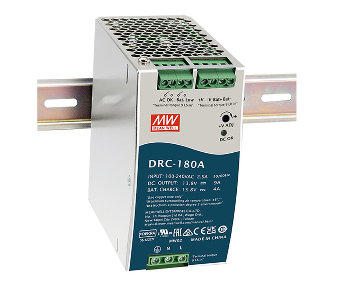 Fuente de poder riel DIN con UPS 180W DRC-180 - 13.8V / 13.8V