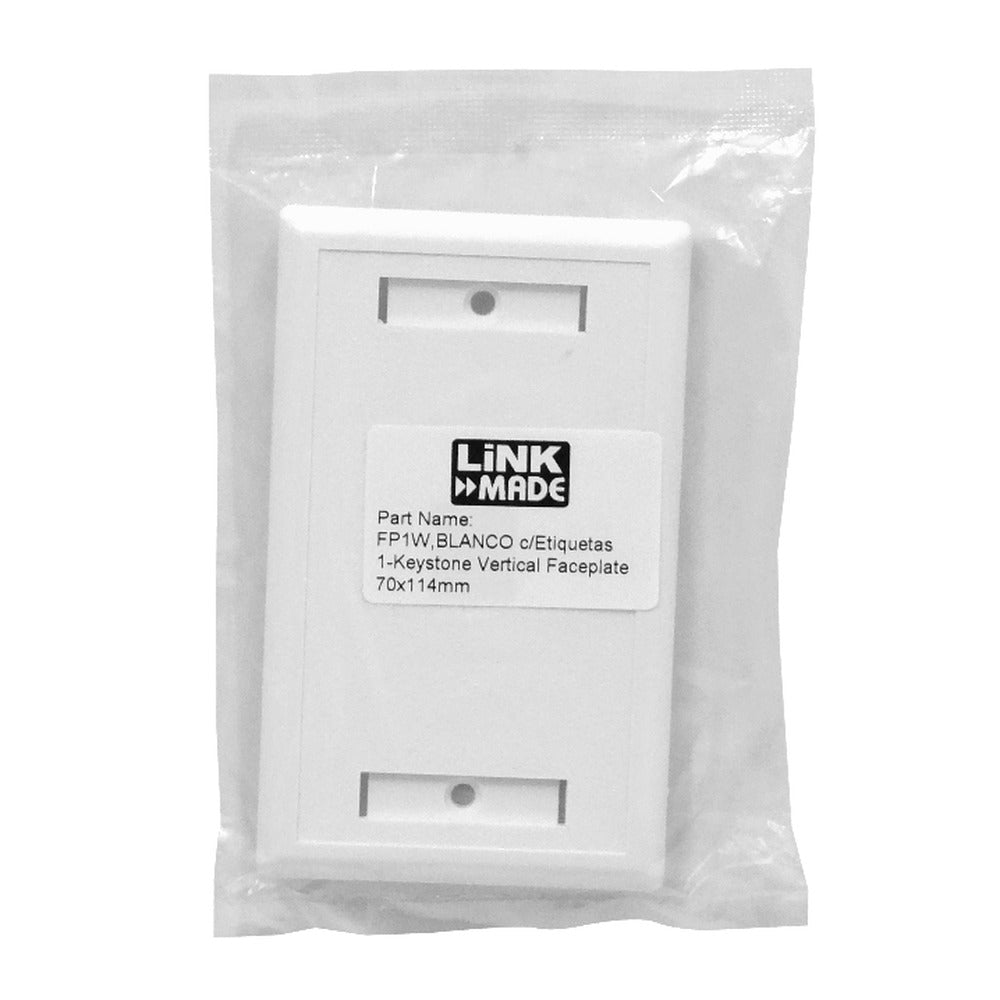 FP1W BLANCO c/Etiquetas 1-Keystone Vertical Faceplate 70x114mm