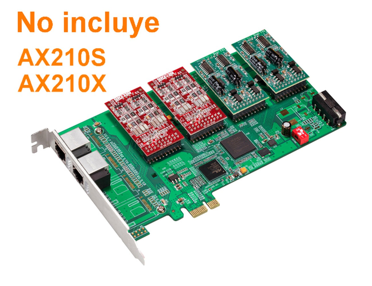 AXE800PN ATCOM Tarjeta PCIe-x1 8 Puertos, 2-RJ45, REQUIERE-AX210, 3.3/5V 32BIT, Placa ASTERISK