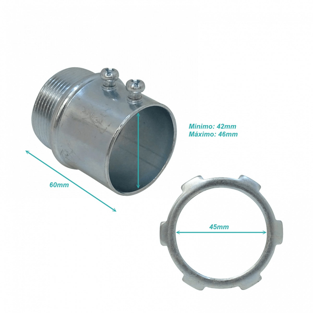 EMT15-ASA Tubo 1-1/2-Pulgadas Acero Galvanizado Accesorio Caja con Guía para Tubería Rígida Metálica