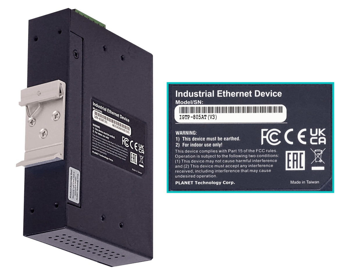 IGTP-805AT-LIQ Planet Convertidor de Medios Industrial Carril-DIN USADO SOLO EQUIPO 1-Puerto-1000-PoE 1-Ranura-SFP