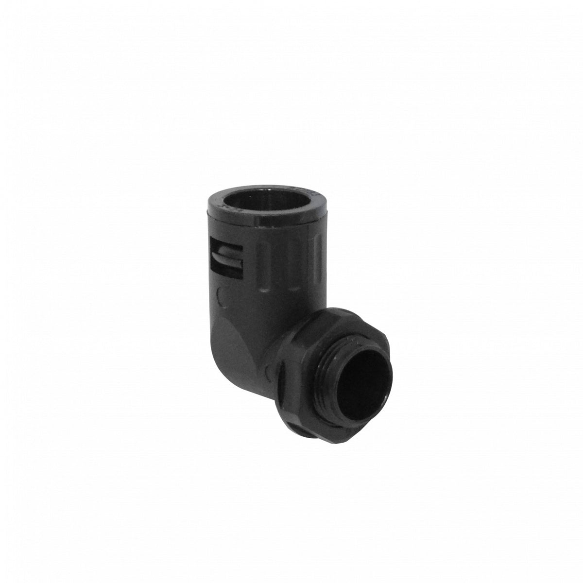 FLEP19-SC Conector Codo de 19mm para Prensacables de Conduit Flexible Plástico Negro