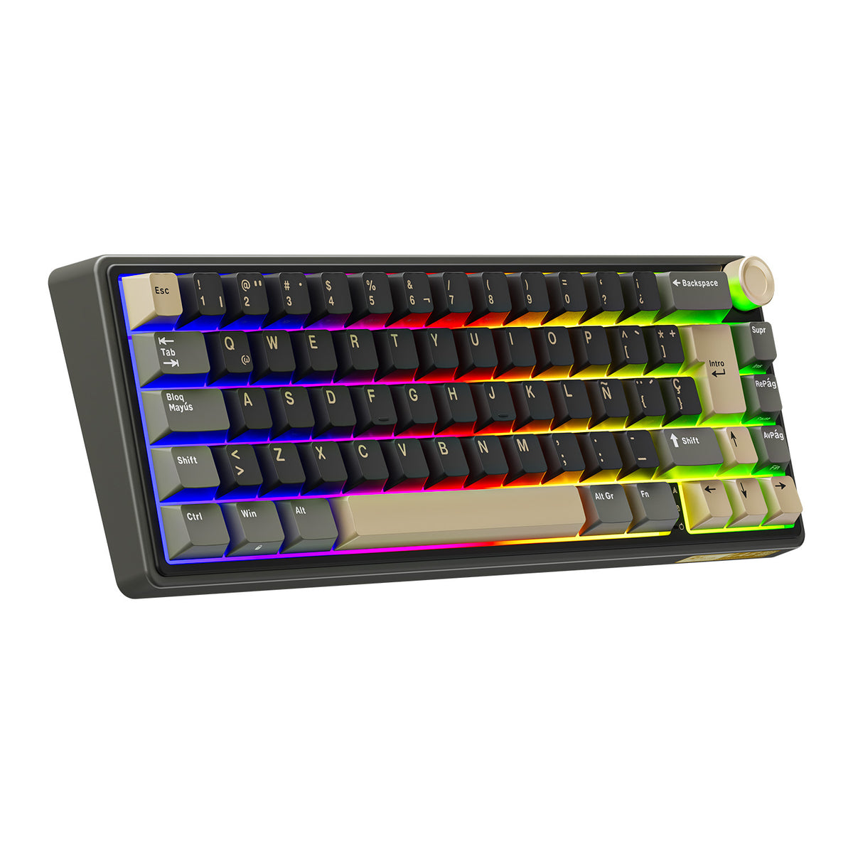 Teclado mecánico Royal Kludge RK R65 Phantom de formato 65% en distribución española con interruptores Chartreuse.