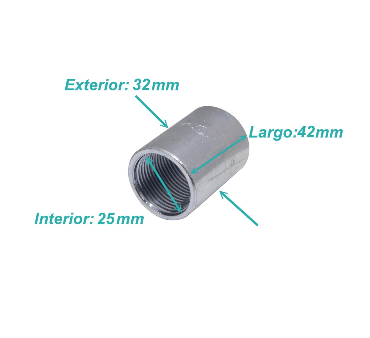 M34-COP Zincado 3/4-Pulgada Acople Largo-42mm Rosca Interna