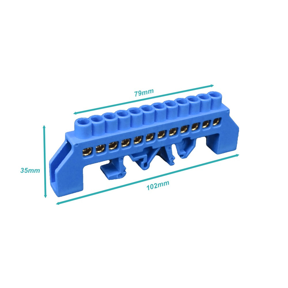 REGLETA-DA12 Barra Azul 12-Terminales 4mm Carril DIN Reparto Eléctrico