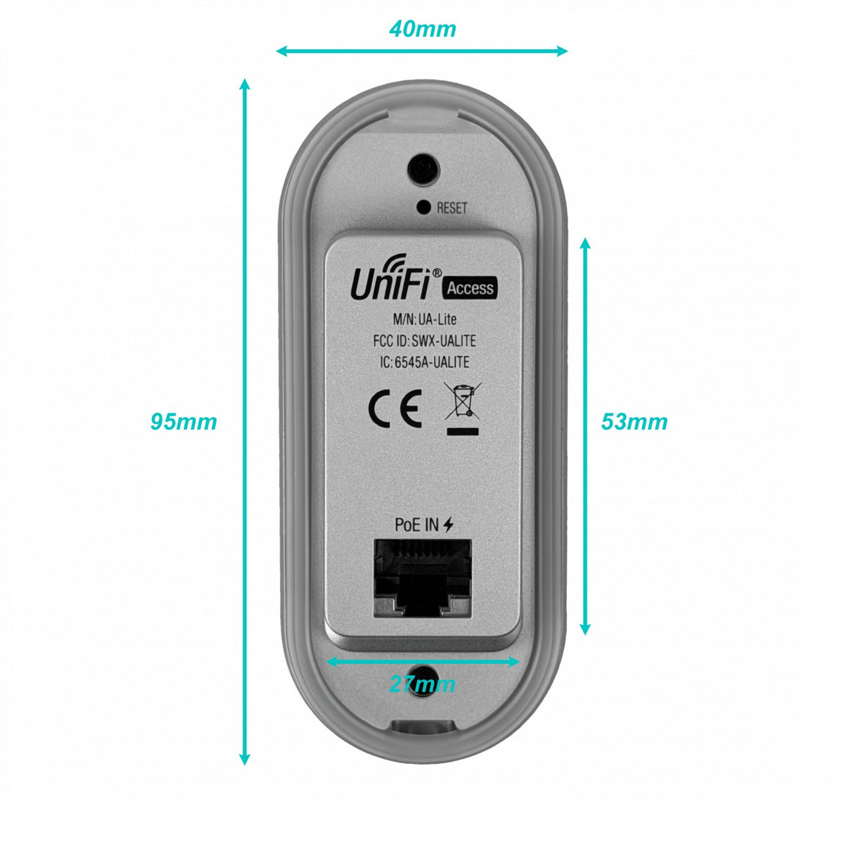 UA-LITE. UI lector Bluetooth NFC 13,56MHz 1-100-PoE-af IP54 Unifi-Access UA-LITE UA-READER LITE UBIQUITI