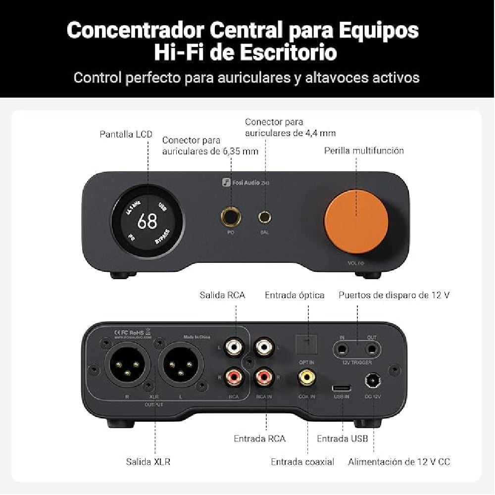 Conversor Digital-Analógico HiFi Amplificador de Auriculares Equilibrado e Preamplificador – Fosi Audio ZH3