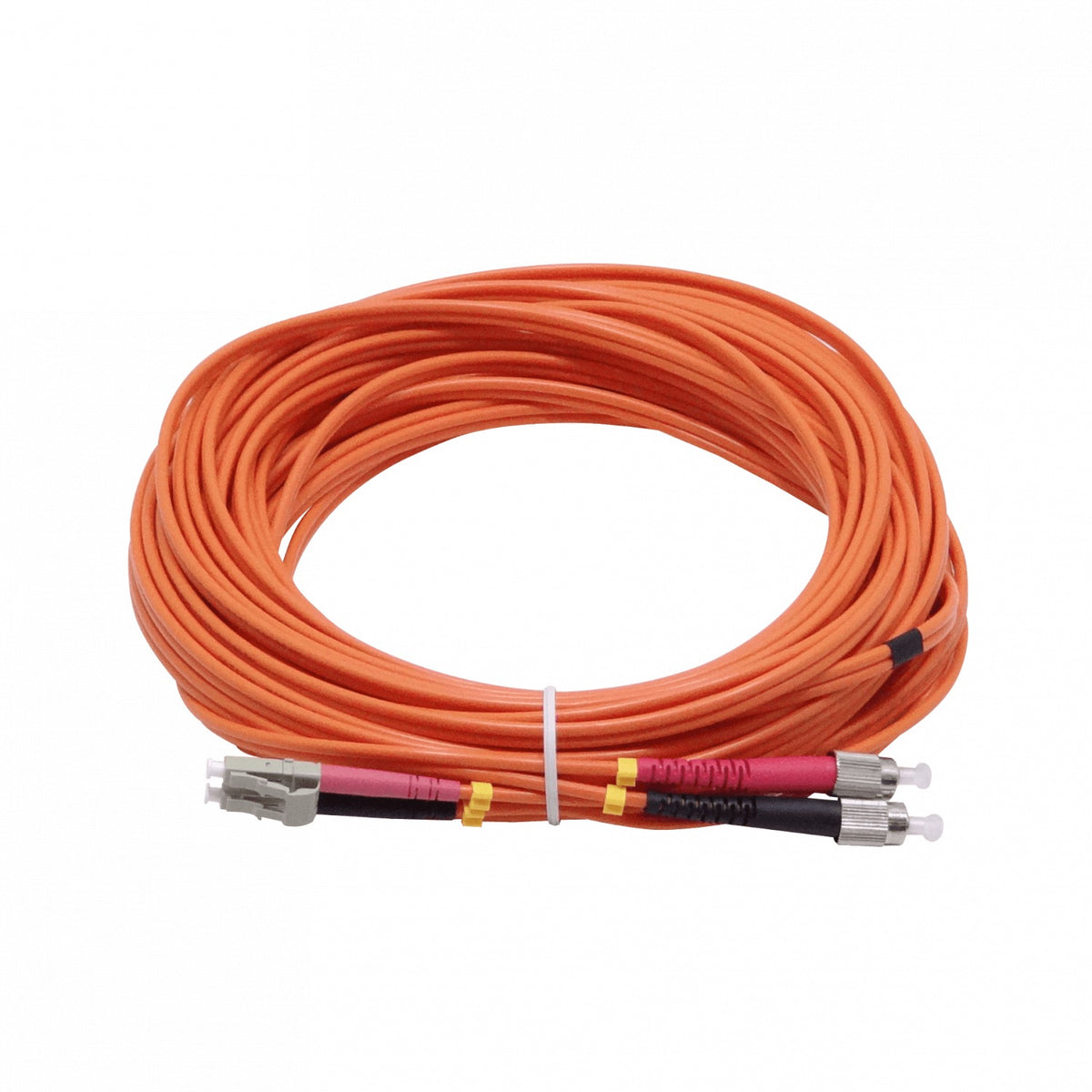 JFMLF15 Jumper de fibra óptica dúplex multimodo OM1 de 15 metros, conectores LC a FC, núcleo/revestimiento 62.5/125 µm, cubierta LSZH
