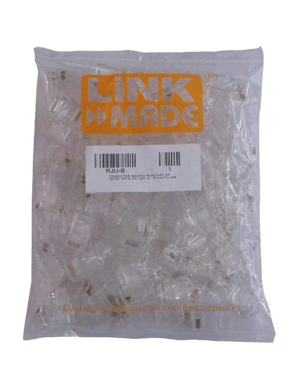 RJU-B LINKMADE 100-unids p/Unifilar Cat5e UTP Conector RJ45