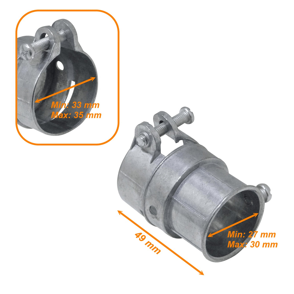 MEMT01P 1-Pulgada Unión EMT a Tubería Flexible Conduit Acople Metálico 27-30/33-35mm