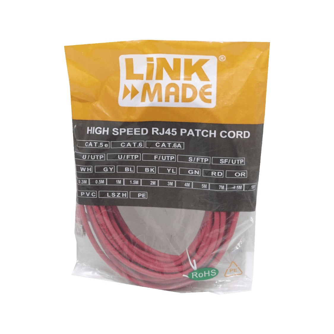 C6AR-100. LINKMADE 10 m Cat6a U/FTP Rojo LSZH Latiguillo de red moldeado multifilar
