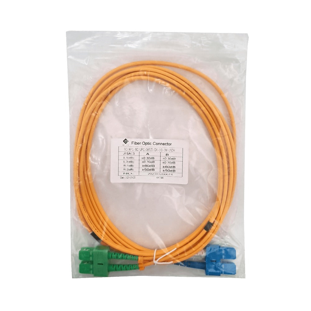 JFSAC3 3 metros SC/APC-SC/UPC Monomodo SM Dúplex Cable de Conexión de Fibra 3mm