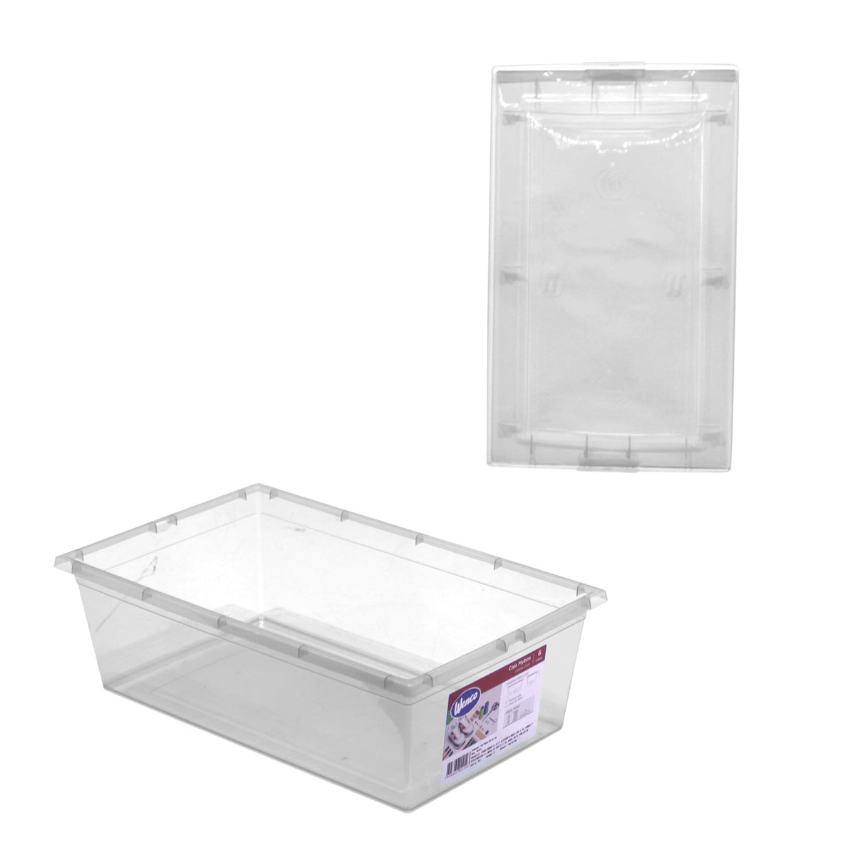 PLA-6 WENCO Recipiente con Cubierta 6Lts Transparente 21x34cm 11cm-Altura Rectangular