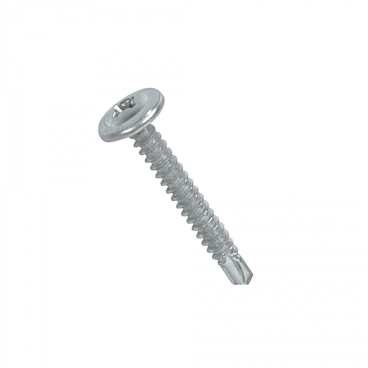 BJ8-12 Tornillo autoperforante zincado cabeza lenteja 10 mm, 8 x 1 1/4 pulgadas, largo 31 mm, paso 1,25 mm, caja de 100 unidades