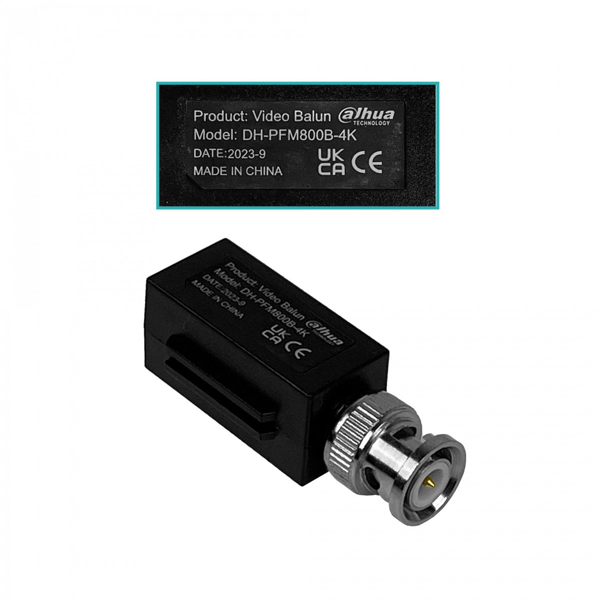 BALUN-4K Adaptador de video pasivo DAHUA 4K para cable CAT5E/6 conexión fija o inserción rápida Pin-Push con terminal BNC-Macho