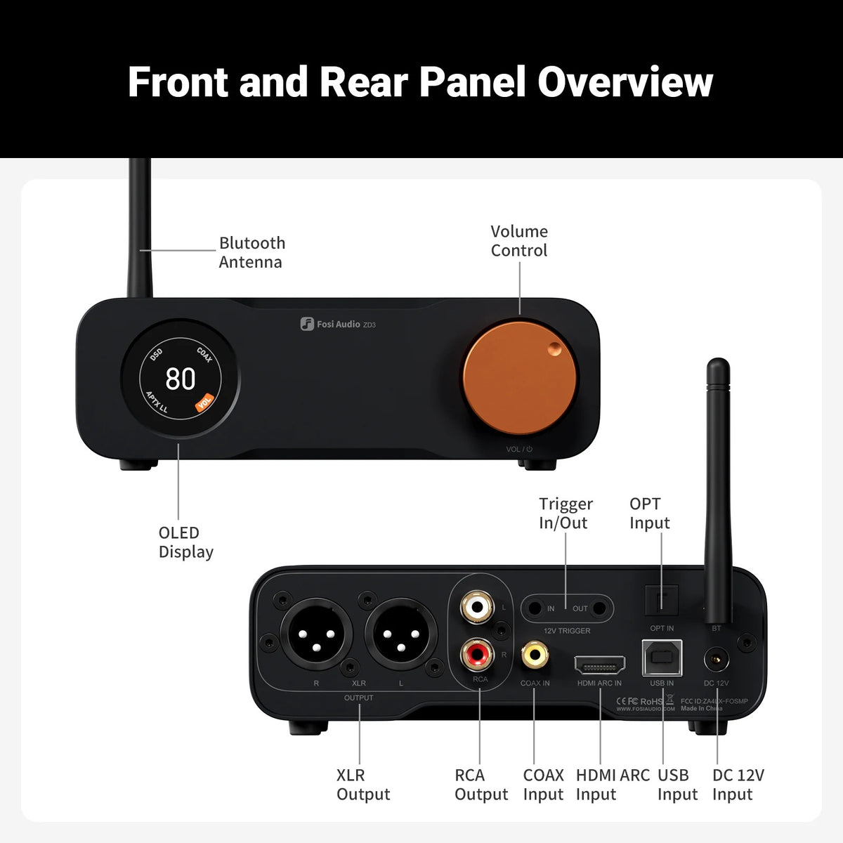 Amplificador de Línea de Audio de Alta Fidelidad Conversor Digital-Analógico Simetría inalámbrica Bluetooth – Fosi Audio ZD3