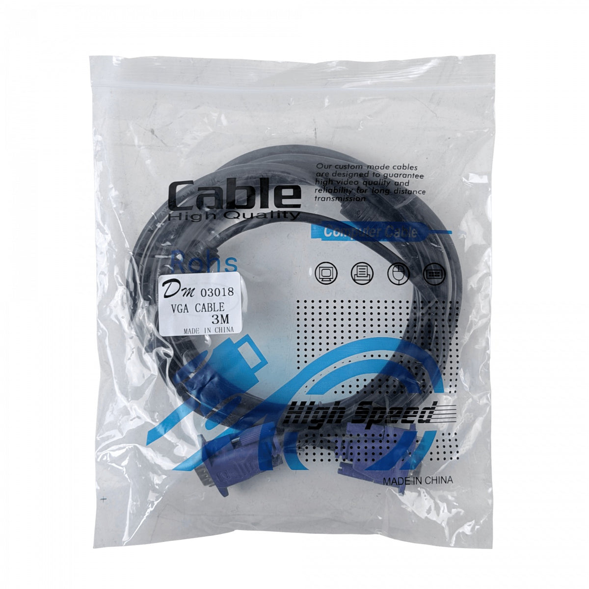 VGA-3MM 3mt Macho-Macho DB15-M VGA-M Cable Video Negro Blindado 300cm