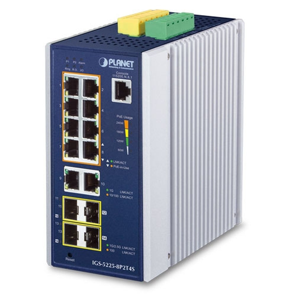 Switch Industrial L2+ 8 Puertos 10/100/1000T 802.3at PoE + 2 Puertos 10/100/1000T + 2 Puertos 100/1G SFP + 2 Puertos 100/1G/2.5G SFP Switch Ethernet Administrado