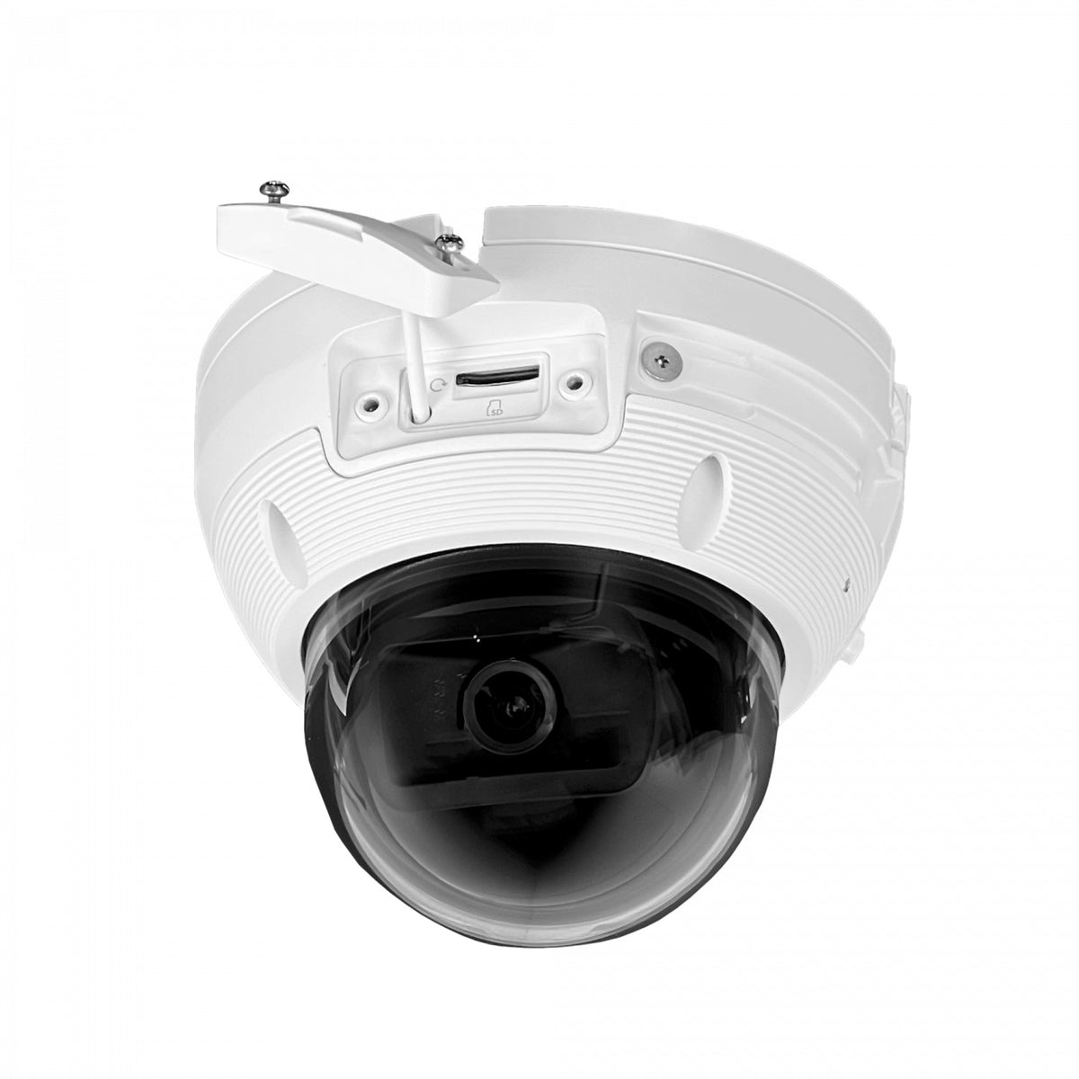 UVC-AI-DOME-W. Cámara IP Domo UI en color blanco, resolución 4K, lente gran angular de 110°, rango de infrarrojos de 1 a 100 con alcance de 40 m, resistencia IK10, micrófono/altavoz integrados, alimentación requerida PoE, modelo UVC-AI-DOME-W de UBIQUITI.