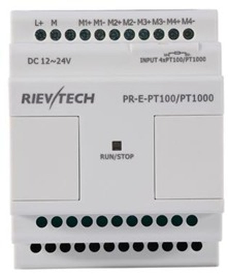Módulo de Expansión PR-E-PT100/PT1000, 4 Entradas Análogas para Sensores de Temperatura, Alimentación DC12-24V, Rievtech