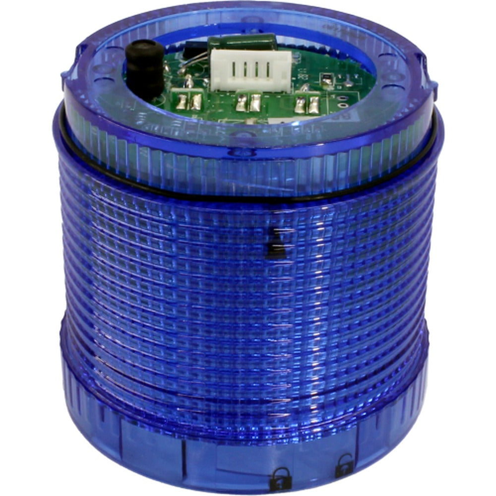 Lente azul con opción continua o pulsante IP65, debe usar base serie T70 - 12 a 24VDC - Luz contínua/pulsante