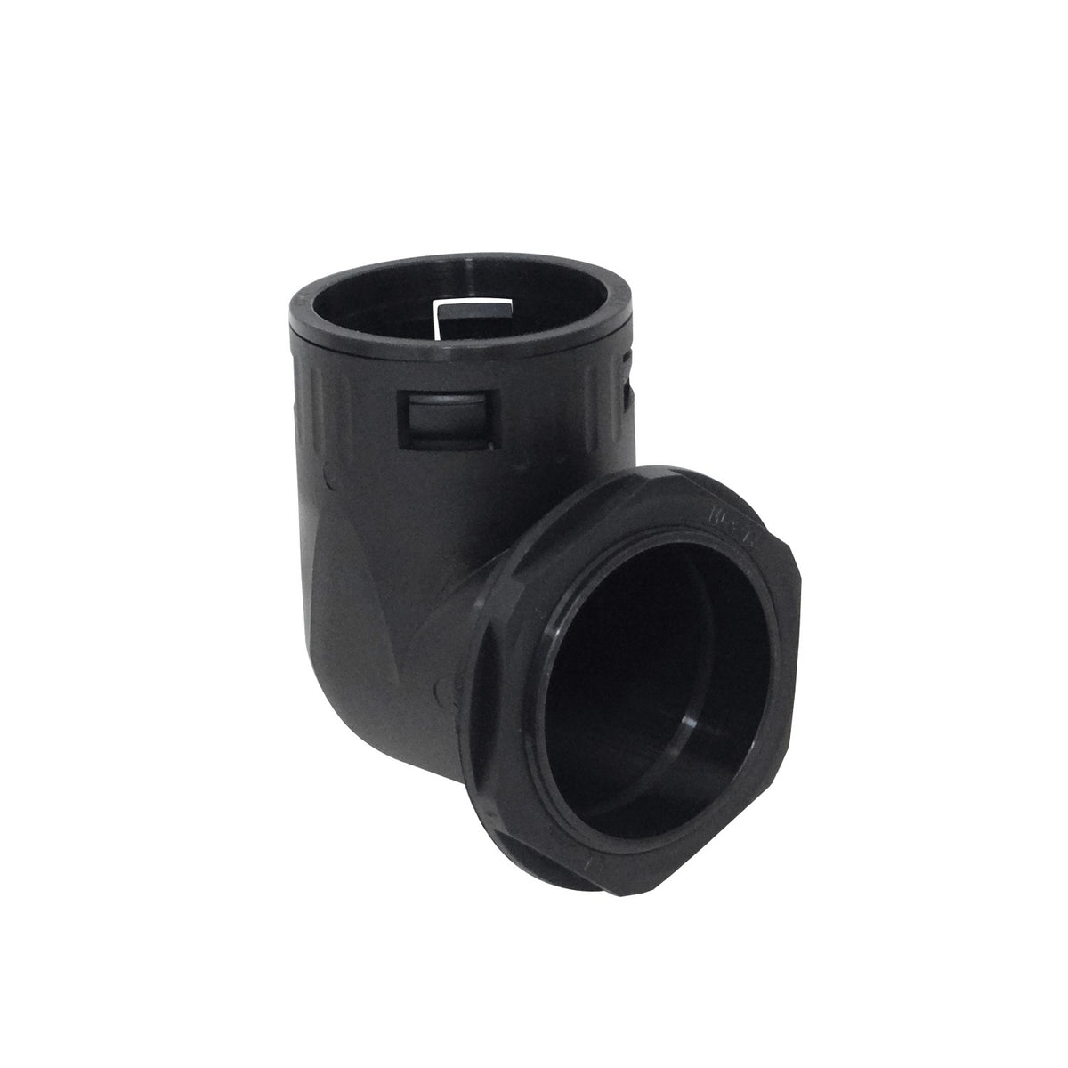 FLEP55-SC 55mm Codo Salida Caja Prensa Estopa p/Conduit Flexible Plastico Negro