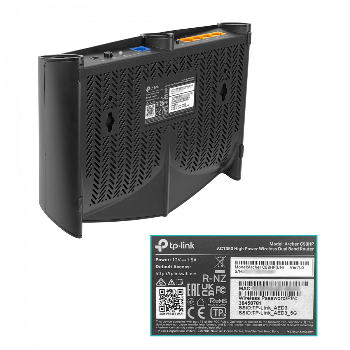 C58HP TP-LINK 3-RPSMA 2,4GHz-450mbps Antenas-9dBi 4-Puertos-LAN 1-Puerto-WAN Enrutador Inalámbrico