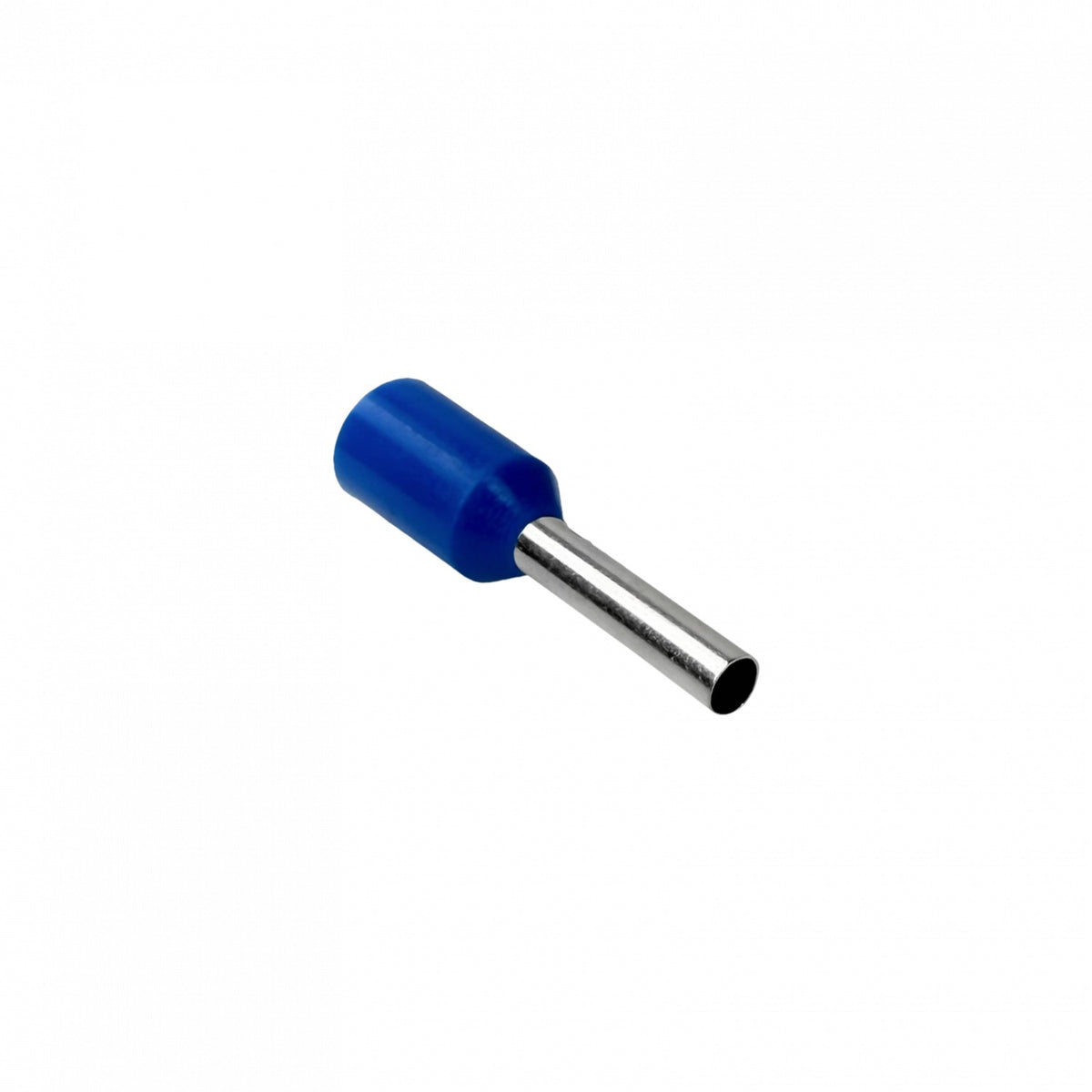 E1008-A Terminales aislados engarzables de color azul para cable de 1,0mm², 8mm de largo y 15mm de diámetro, calibre AWG18, en paquete de 100 unidades