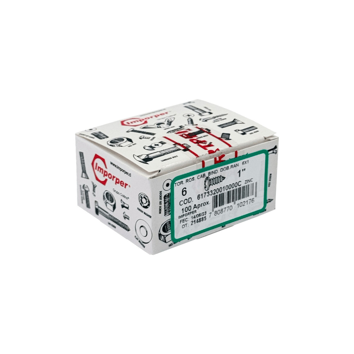 YUR6-08 100-Piezas Tornillo para Chapa Metálica 6 X 1-pulgada Cincado 617332001