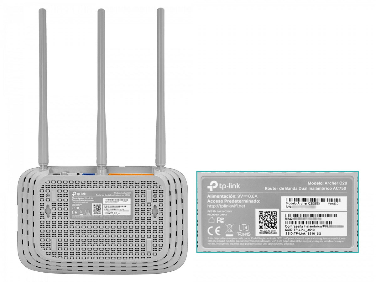 C20 TP-LINK Router Doble Banda AC750 (5GHz/2,4GHz) con velocidades de 433/300mbps, tres antenas fijas, cuatro puertos LAN 100Mbps y un puerto WAN