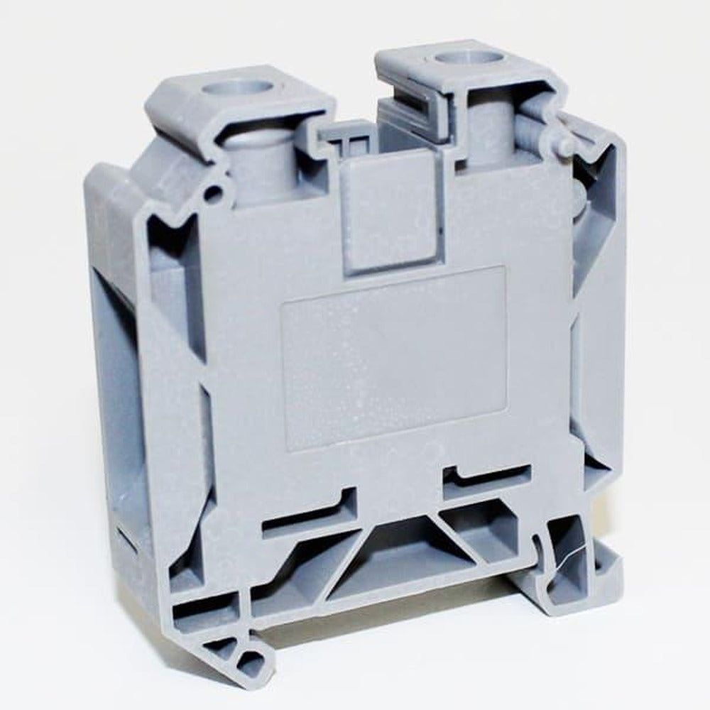 Bornera terminal de paso riel din 35mm² 125A con conexión por tornillo - Gris