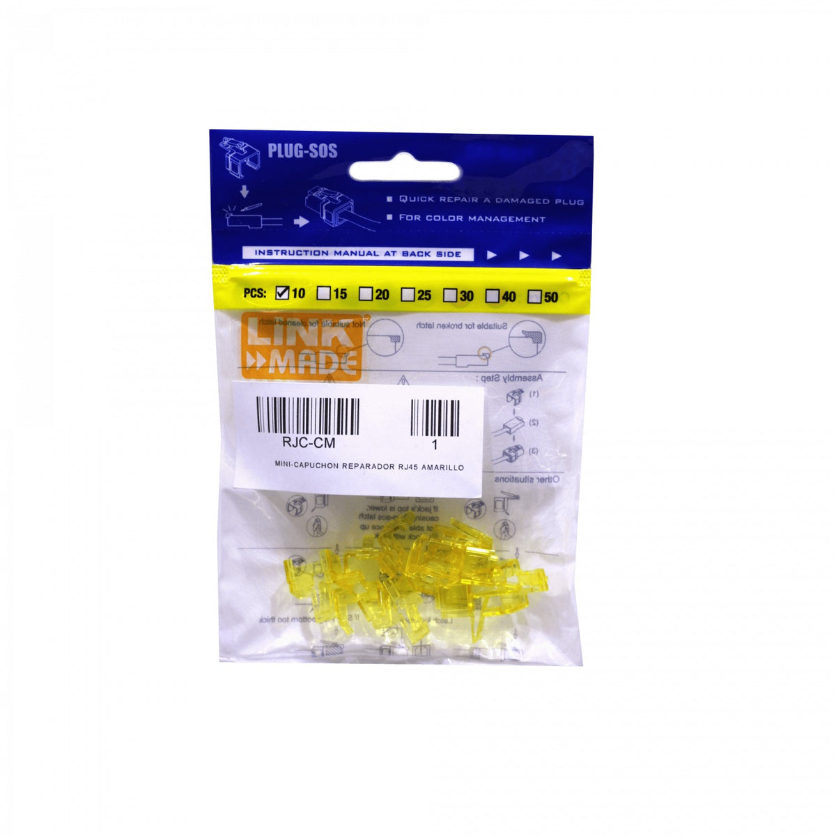RJC-CM LINKMADE Capuchón Reparador Mini RJ45 Amarillo Bolsa de 10 Unidades