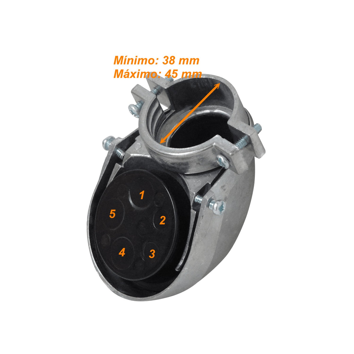 EMT40-CAP 40mm 38-45mm Tapa Superior para Conduit EMT con 5 Salidas de Cable