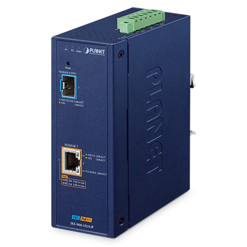 Conversor de Medios Industrial Gestionado 1 Puerto 10G SFP+ + 1 Puerto 10GBASE-T 802.3bt PoE++