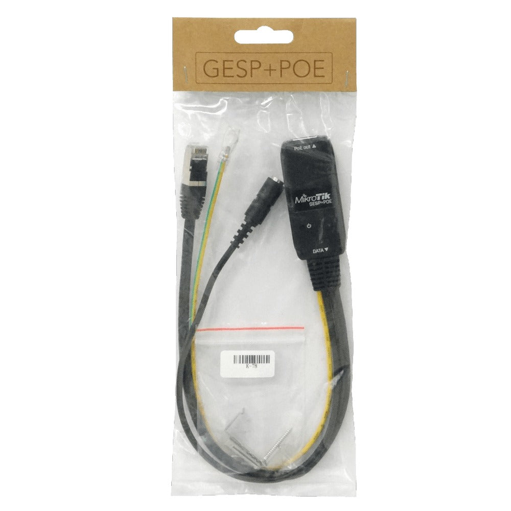 GESP+POE MIKROTIK interior 9-57V Protege Sobretension Rayos Estatica Surge IP67