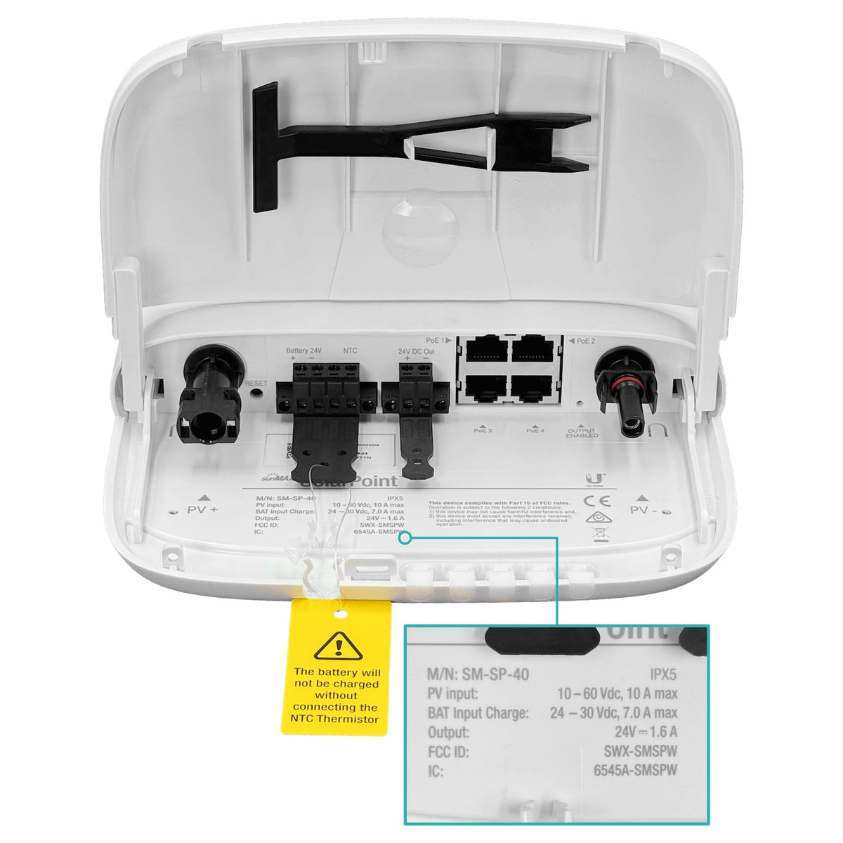 SM-SP-40. UI Ext MPPT Conmutador 4-100 CargaSolar PV10-60V MC4 40W req-Bat24V UBIQUITI