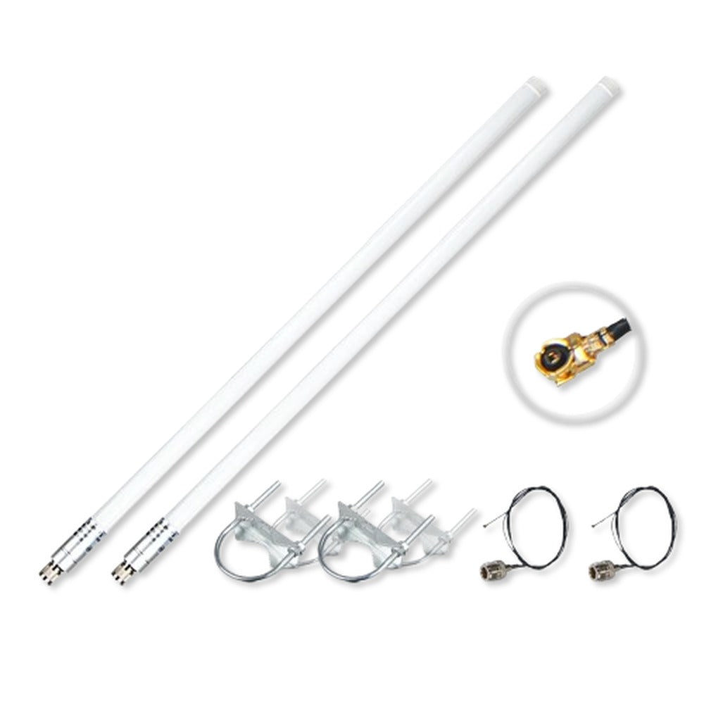 Bundle de antenas de fibra de vidrio 8dBi para LoRa® (900-930 MHz) - N-Type a RP-SMA - Bundle 3 — 2 antenas + 2 bases magnéticas + 2 pigtails + 4 soportes
